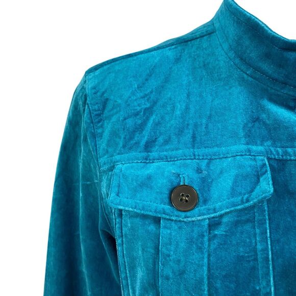 Covington Blazer Womens 14 Blue Velour Jacket Career Professional Work Office - Picture 7 of 16